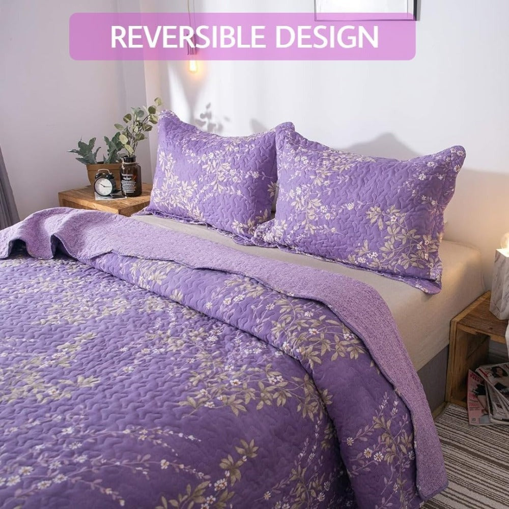 Lightweight Floral Quilt Set in Twin, Queen or King Sizes with 17 Paisley and Patchwork Color Options
