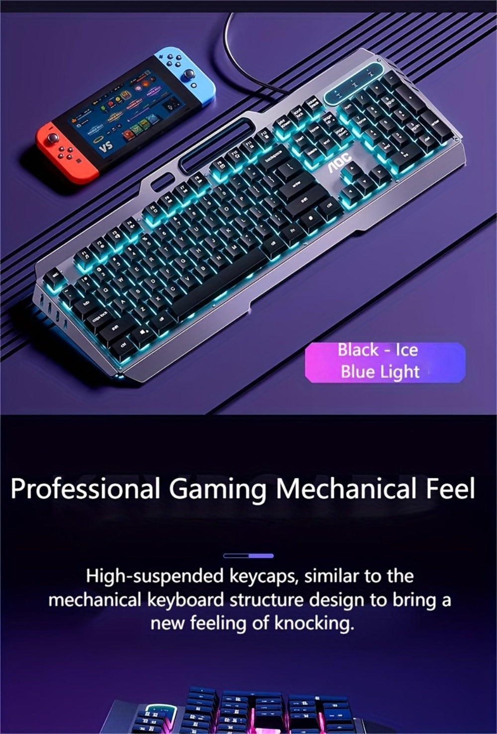 Full-Size 104-Key Wired Gaming Keyboard with Volume Knob in Seven White or Black Options Pictured