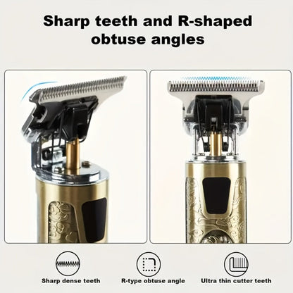 Beard Trimmer for Men USB Rechargeable Zero Contour Precision Edger Lithium Battery — Hair Clipper with Limit Comb ABS Body for Beard Facial Hair Body Grooming, Gold Black Bronze Home & Travel