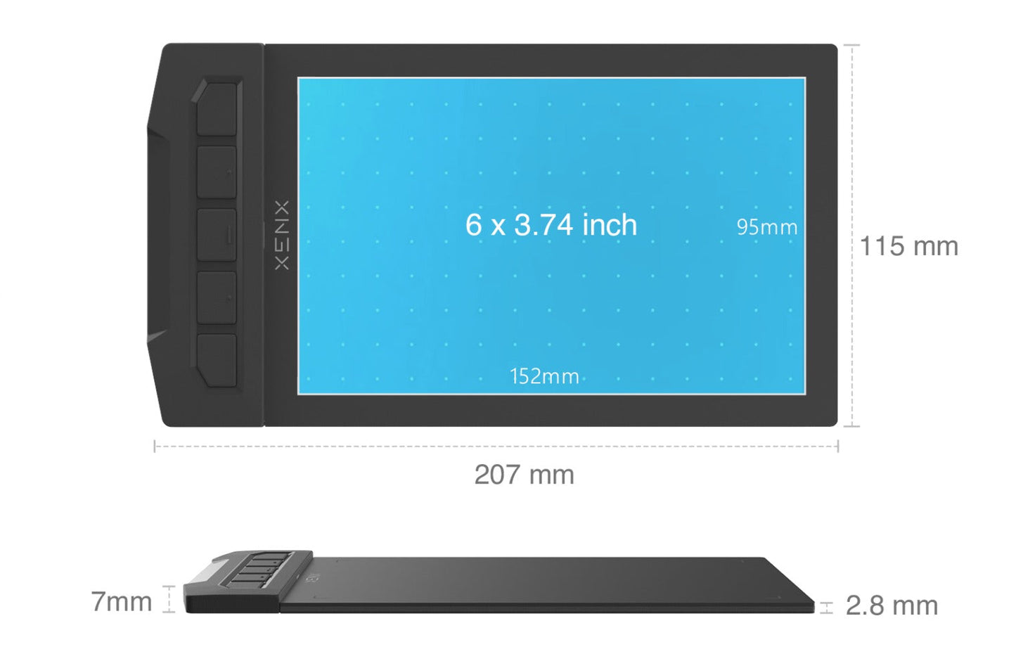 Drawing Tablet XENX 8192 Pressure Levels Battery-Free Stylus 5080 LPI 266 PPS 2 Programmable Buttons Compatible with Android Mobile Windows Mac Portable Pen Tablet for Digital Art Animation Design
