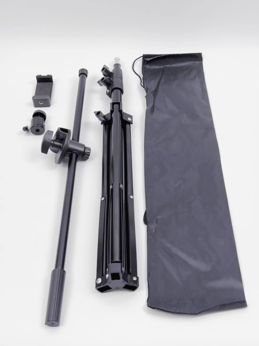 62 Inch Overhead Phone Tripod with Travel Bag, Adjustable Top-Down Bird Eye View Phone Holder & Desktop Stand for Cooking Tutorials