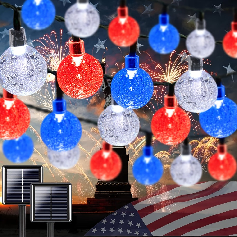 Crystal Ball String Lights 100 LED 39ft, Solar Bubble Ball Fairy Lights with 8 Lighting Modes — Outdoor Waterproof Decor for Christmas, Halloween, July 4th & Patio | Multi-Color Options