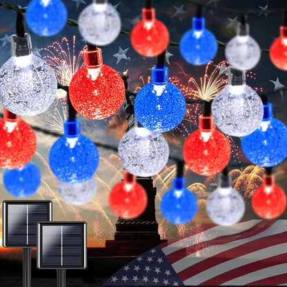 Crystal Ball String Lights 100 LED 39ft, Solar Bubble Ball Fairy Lights with 8 Lighting Modes — Outdoor Waterproof Decor for Christmas, Halloween, July 4th & Patio | Multi-Color Options