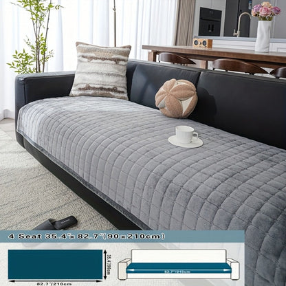 Plush Sofa Cushion Cover in Coffee, Gray or White with Two-, Three- and Four-Seat Size Options