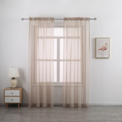 Two-Panel Solid Sheer Curtains with Rod-Pocket Header, Seven Colors and Four Size Configurations