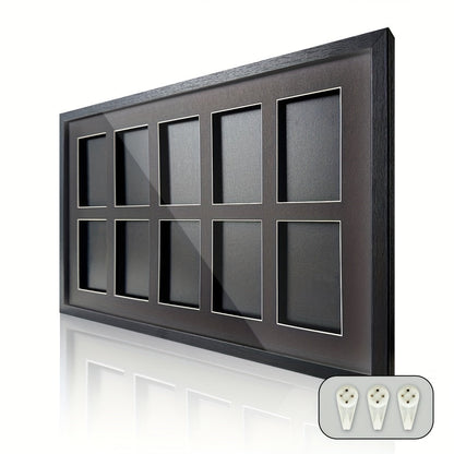 Wall-Mounted Trading Card Display Frame with Wood-Fiber Construction and 1, 2, 4, 6 or 10 Grid Options