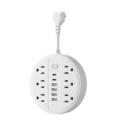 Wall Mount Power Strip Surge Protector 12-in-1 with 6 AC Outlets 4 USB-A 2 USB-C Ports Portable Compact Multi-Outlet Charging Station Wall-Mountable Extension for Home Office School – Black & White