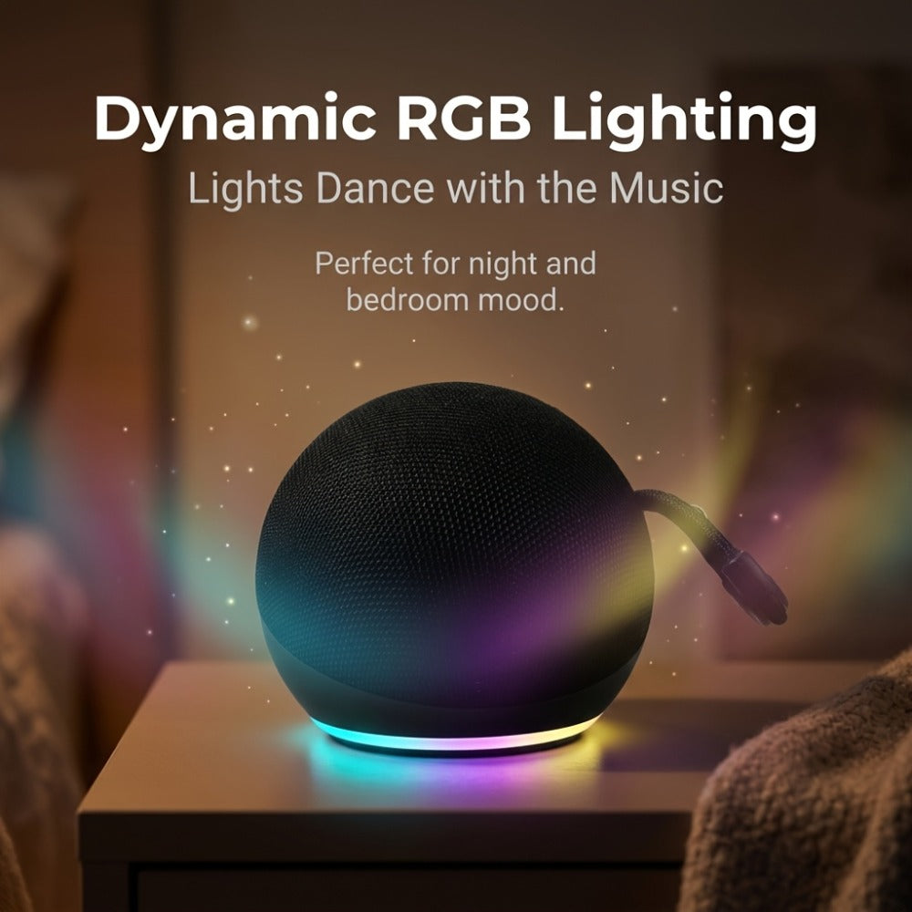 Portable Bluetooth Speaker Spherical Model with RGB, TWS, Subwoofer, 360° Listing and Included Base