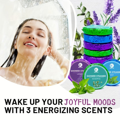 Lavender, Mint and Eucalyptus Shower Steamer Gift Box with 18 Round Tablets in Three Fragrance Labels