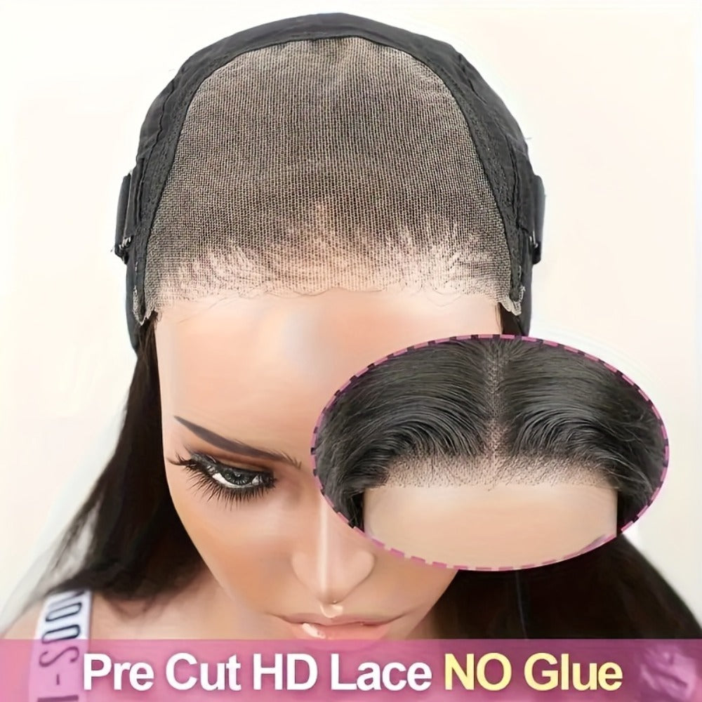 Straight Human Hair Wig with 4x4 Lace Closure, Center Part and Black 16–36 Inch Length Options