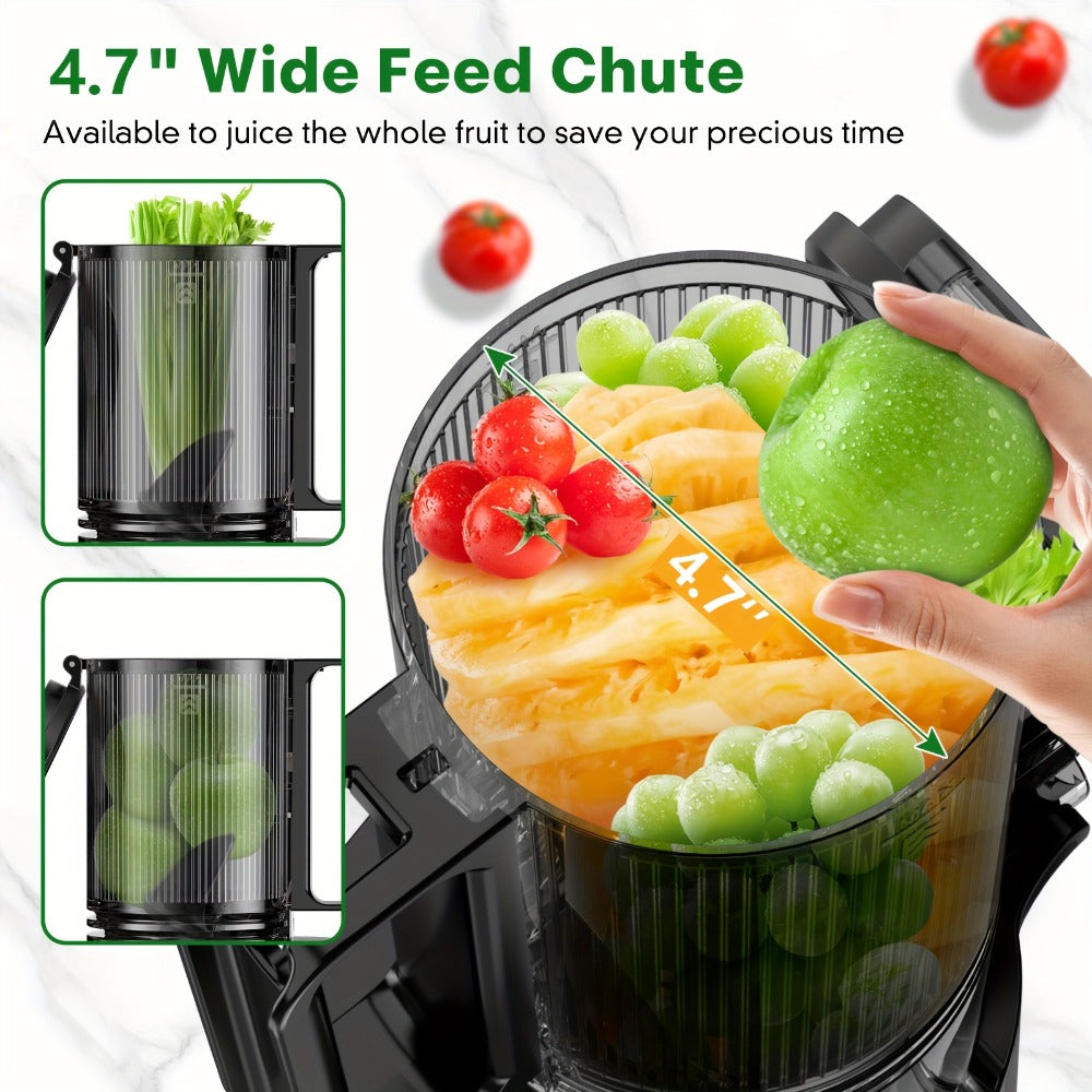Cold Press Juicer Masticating – 350W Slow Juicer with Wide Feed Chute, 50RPM Fine Grinding, High Juice Yield, Easy to Clean, Safe Bladeless Design for Whole Fruits & Vegetables, Black & Pink