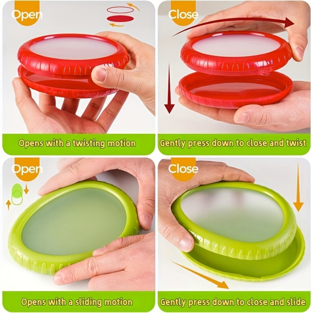 Food Storage Containers Six- or Eight-Piece Silicone Produce Saver Set for Refrigerator and Dishwasher Use