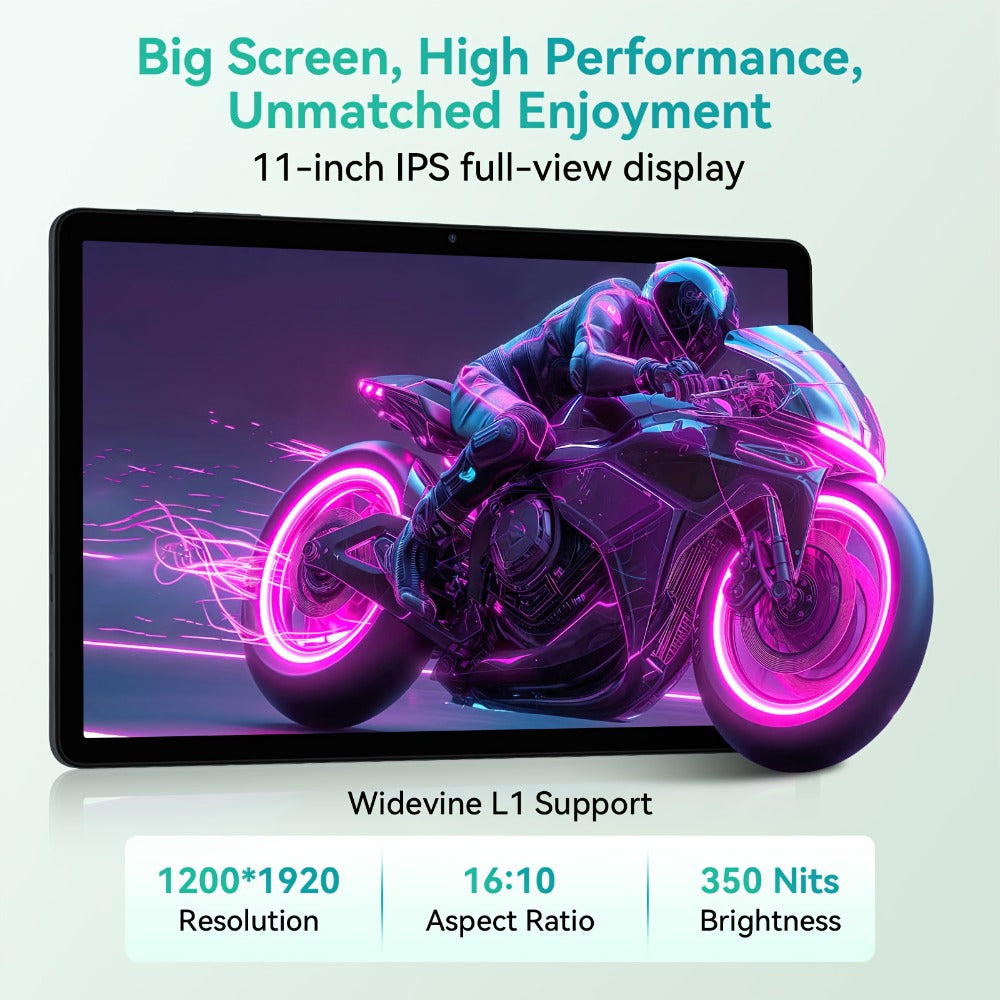 TABWEE T90 11-Inch Android 16 Tablet with 24GB Configured Memory, 128GB Storage and 1200 x 1920 IPS Display