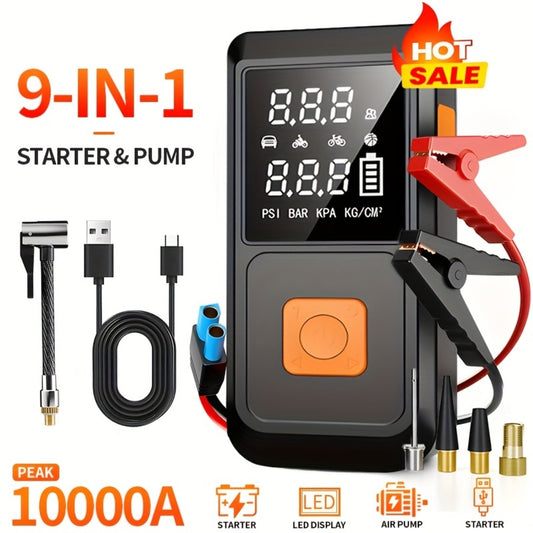 Portable Tire Inflator 150PSI 6000mAh – Digital Display Air Pump with USB Type-C Charging, Dual Safety Protection, LED Light for Car, Bike, Camping & Outdoor Emergency Use