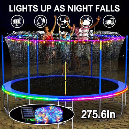 Solar Trampoline Rope Lights with Separate Panel, 50 or 100 LEDs and Multicolor, White or Blue Options