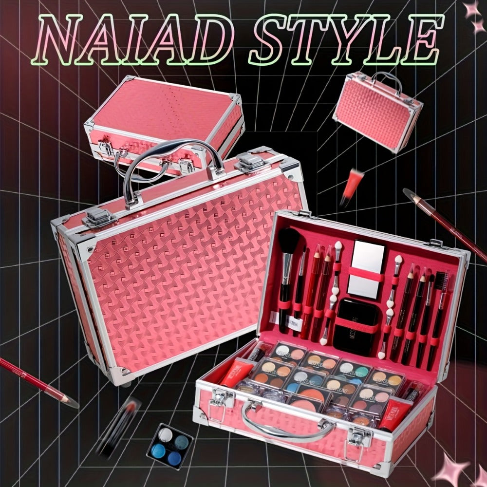 56 Piece Makeup Kit Full Face Set Eyeshadow Lipstick Blush Lip Gloss Eyebrow Pencil Glitter Brushes for Women Beginner Wedding Stage Holiday Gift
