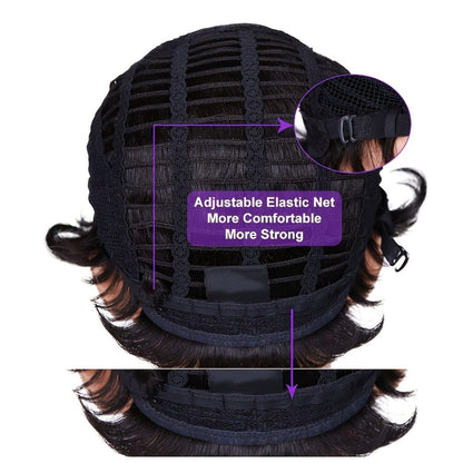 Synthetic Wig 10-Inch Bouncy Curly Bob with Rose Net Cap in Black, Dark Brown or Burgundy for Daily Style