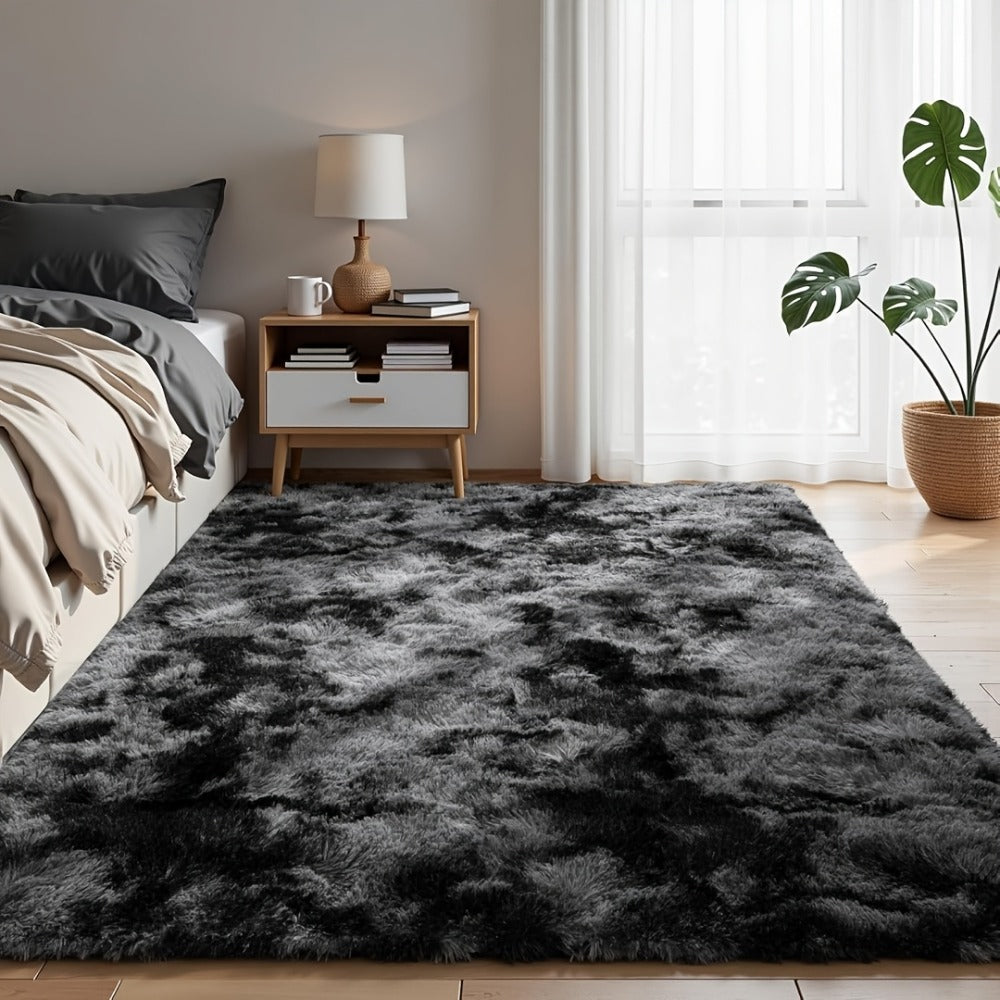 Area Rug Fluffy Tie-Dye Machine-Woven Mat at 1000 g/m² in Eight Colors and Three Indoor Sizes