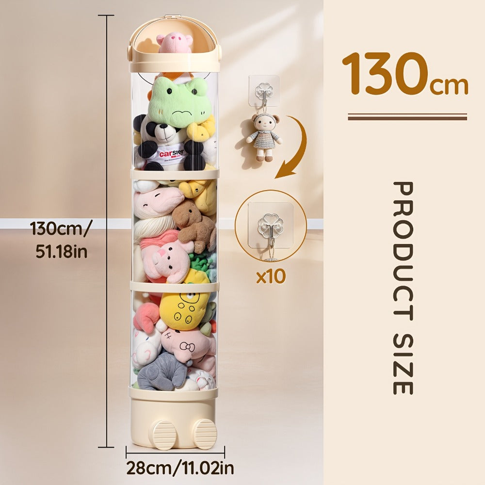 Stuffed Animal Storage Tower – Clear Plastic Toy Organizer with Layered Shelves, Visible Spacious Display Box for Kids Room, Living Room & Bedroom, Great Christmas Gift for Girls