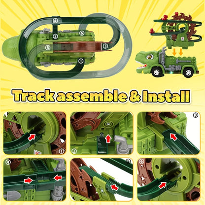 Toddler Dinosaur Track Set Orbital Triceratops Electric Stair Slide Roller Coaster Toy with Lights & Music | Sensory Learning Toy for Boys Ages 1 2 3 | Best Toddler Birthday Christmas Gift