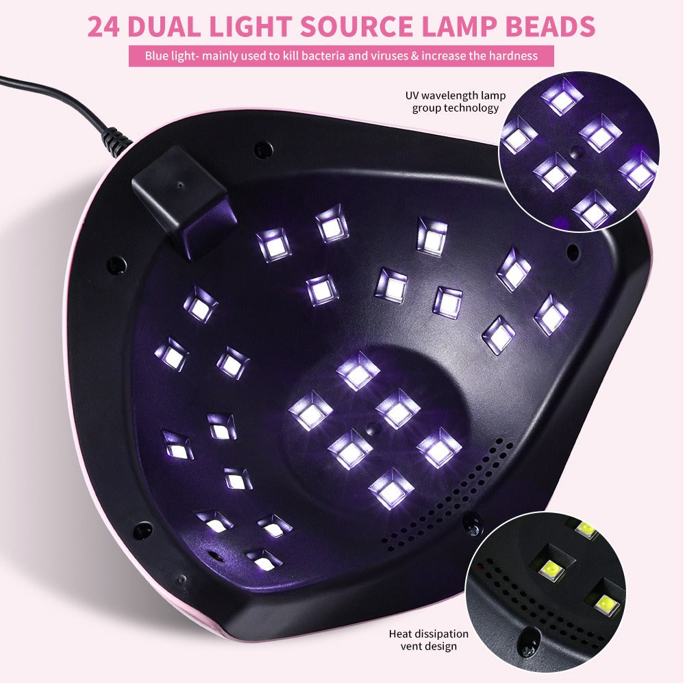 8T UV LED Nail Lamp with 24 Light Beads, Infrared Hand Sensor, 30/60/90s Timers and Two USB Styles