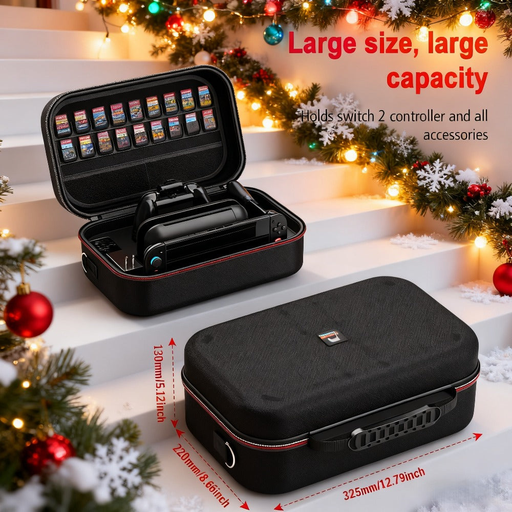 Nintendo Switch 2 Storage Bag XL – Durable Nylon Carrying Case with Card Slots, Shoulder Strap & Game Accessories Organizer, Perfect Gift for Gamers