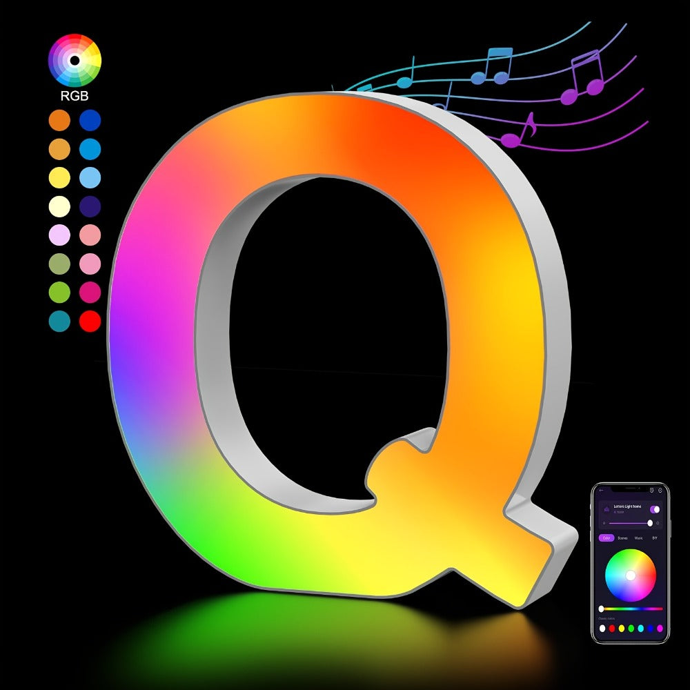 RGB LED Letter and Number Light with 38 Checkout Shapes, USB Power, App Control and Music Sync