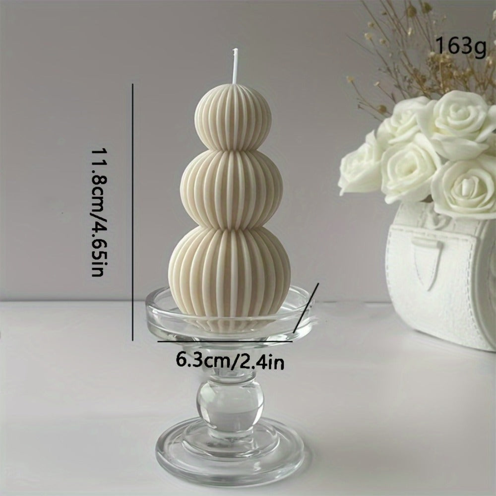 Ribbed Sculptural Candle in Single-Sphere or Three-Ball Form with Two Fragrance Selections