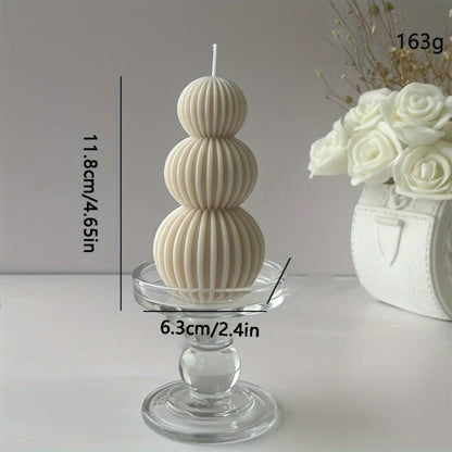 Ribbed Sculptural Candle in Single-Sphere or Three-Ball Form with Two Fragrance Selections