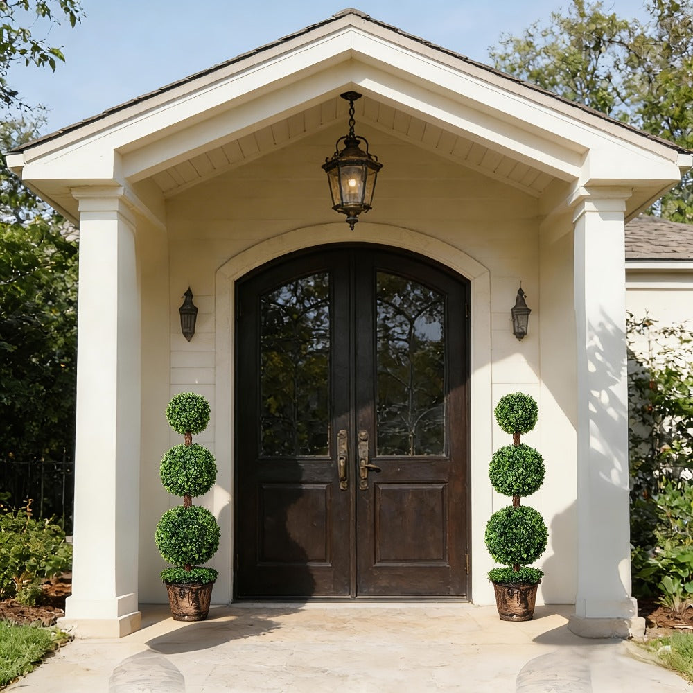Two-Piece Artificial Boxwood Topiary Tree Set in 3-Foot Two-Ball or 4-Foot Three-Ball Designs