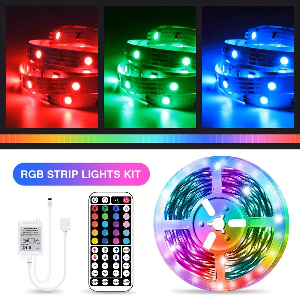 RGB LED Strip Lights for Party Wedding Event with 44-Key Remote - Colorful Color Changing Dimmable 50FT 100FT for Bedroom Kitchen Bar Holiday Home Decoration