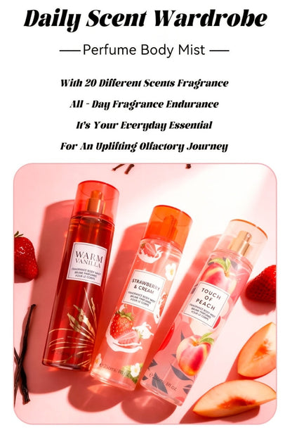 Body & Hair Fragrance Mist for Women 2pcs Set L1ong Lasting Fruity Perfume Spray 8 fl oz Pineapple Coconut Peach Strawberry Watermelon Scents Daily Dating Party Gift
