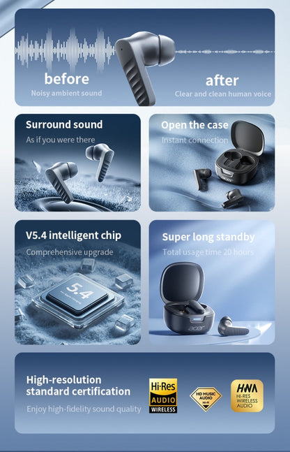 Wireless Earbuds Mini Lightweight In-Ear with ENC Calls, Touch Control and Long Battery in Three Colors