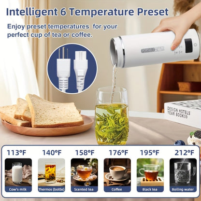 Electric Kettle 15oz Travel Bottle with Six Temperature Presets, Display and Four Color Options
