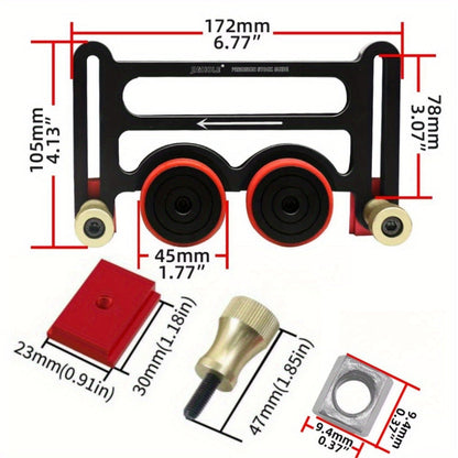 Feather Board Roller Guide for Table Saw – Aluminum Alloy One-Way Safety Stock Feeder with T-Track Mount, Anti-Kickback Woodworking Press Guide Tool