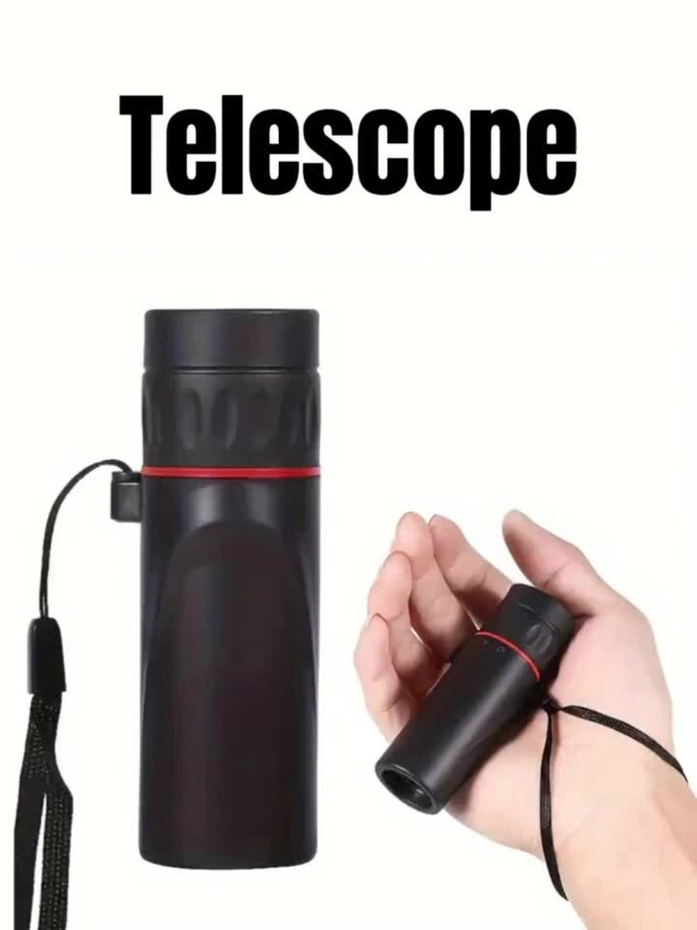 Compact 10x25 Monocular Telescope with Textured Hand Grip, Wrist Cord and Black Checkout Option