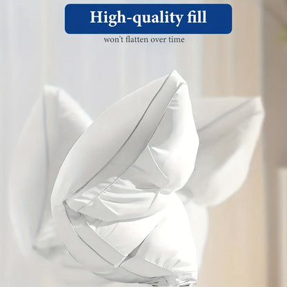 Pillow Set in 2 or 4 Pieces with Quilted Square Profile, Polyester Fill and White or Gray Covers