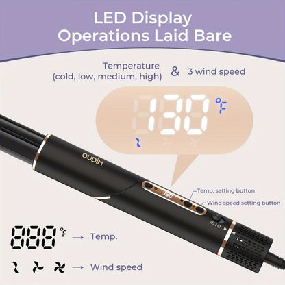 OUDIM 6-in-1 Hot Air Brush Hair Styling Tool with 110,000 RPM Motor, Foldable Handle and Storage Bag