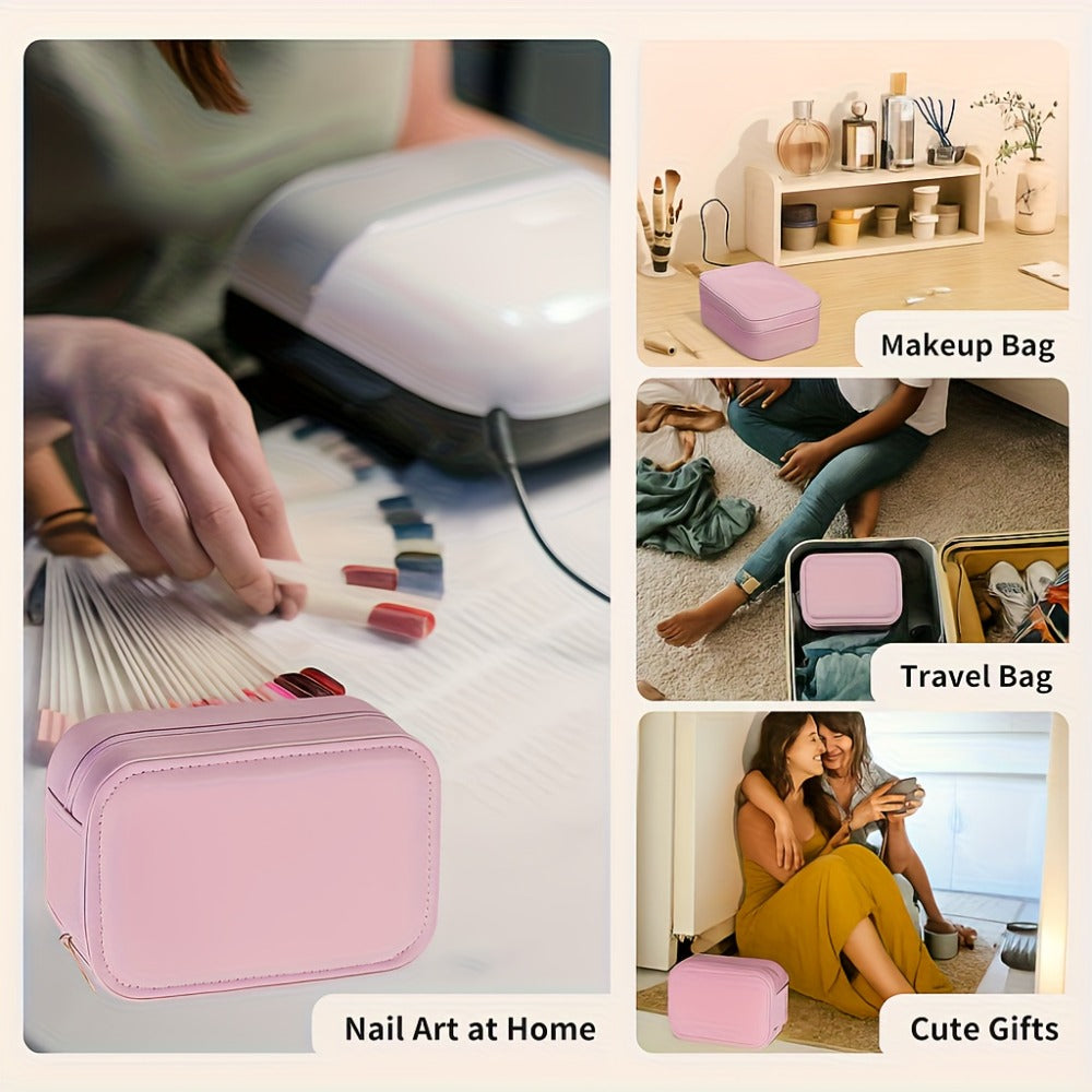 Lighted Makeup Mirror with Travel Case Cosmetic Organizer 3-Color LED Light 1200mAh Rechargeable Portable Vanity Mirror Adjustable Brightness for Women Gift Birthday Christmas