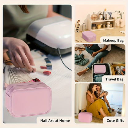 Lighted Makeup Mirror with Travel Case Cosmetic Organizer 3-Color LED Light 1200mAh Rechargeable Portable Vanity Mirror Adjustable Brightness for Women Gift Birthday Christmas