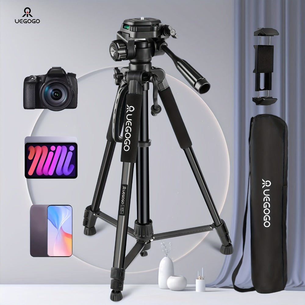 Camera Tripod 5ft Heavy Duty for DSLR & Mirrorless with Phone Holder & Storage Bag – Portable Professional Video Stand for Photography, Vlogging, Streaming, YouTube & Travel