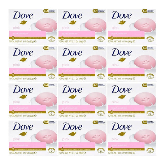 Moisturizing Bar Soap Dove Pink Beauty Bar 12 Pack 90g Each Gentle Cleansing with Skin Natural Nourishers for Soft Smooth Skin Daily Body and Face Wash Bulk Value Pack