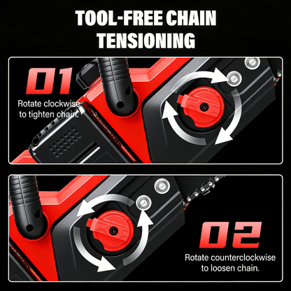 Cordless Brushless Chainsaw Kit with 12- or 16-Inch Guide Bar, Two Batteries, Charger and Cutting Accessories