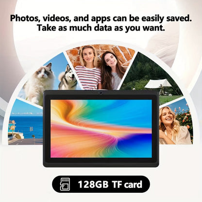7 Inch Android 12 Tablet, 4GB RAM 32GB ROM, Quad-Core IPS HD Display, 4000mAh Battery, 2MP+5MP Dual Camera, Type-C Charging – Compact Portable Tablet for Kids & Adults, Black
