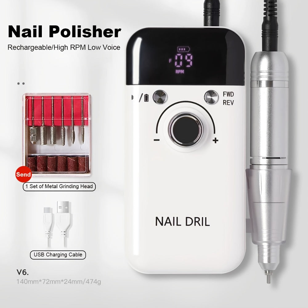 Electric Nail Drill 45000 RPM Rechargeable Kit with LCD, Forward Reverse and Four Color Options