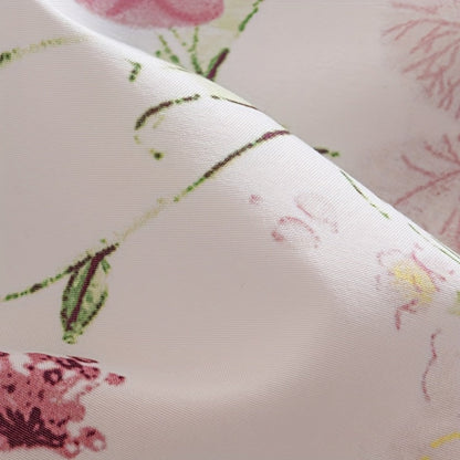 Four-Piece Floral Polyester Sheet Set with Fitted and Flat Sheets, Two Pillowcases and Four Sizes
