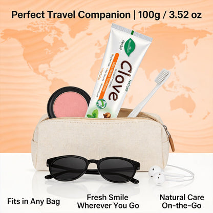 100g Mint and Clove Herbal Toothpaste Tube with Flip-Top Cap, Front-Label Ingredients and One-Piece Pack