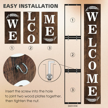 Seasonal Welcome Porch Sign with 12 Interchangeable Icons, 47-Inch Leaner Board in Six Color Options