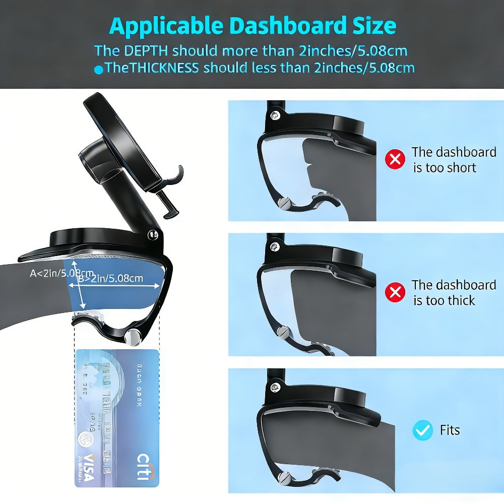 360-Degree Car Phone Holder Dashboard Mount – Universal Navigation Bracket Clip for Home & Car | Multi-Functional Adjustable Phone Stand | Deep Grey