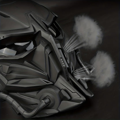 Silver-Plated Mechanical Costume Mask with Full-Face Sci-Fi Design and Sculpted Black Interior